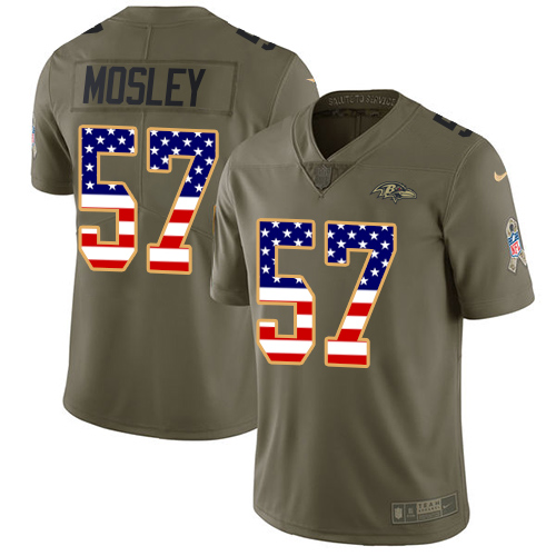 Nike Ravens #57 C.J. Mosley Olive/USA Flag Men's Stitched NFL Limited Salute To Service Jersey